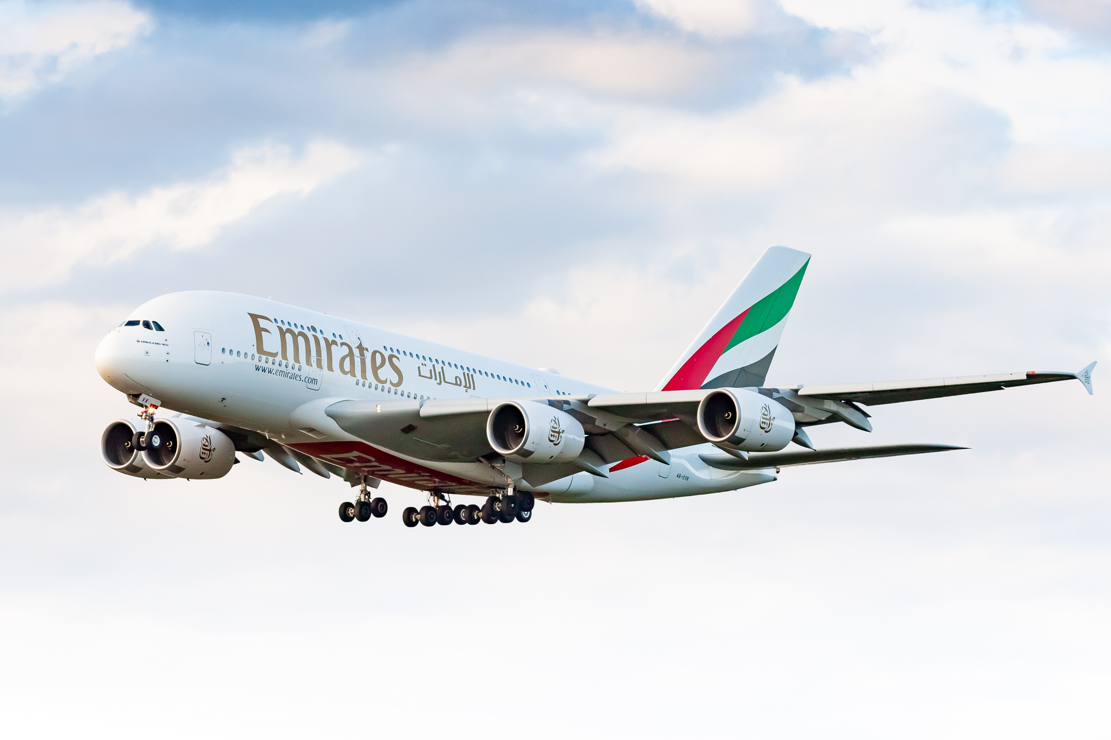 Emirates Airbus A380 (Registration "A6-EVK") at Frankfurt Airport / FRA