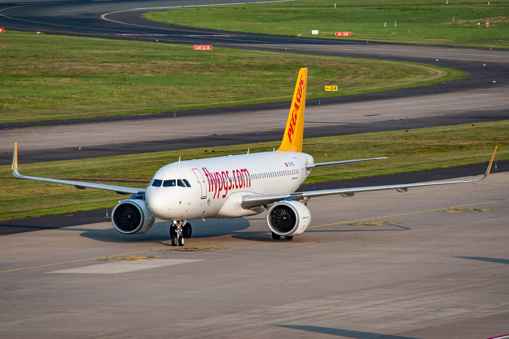 Pegasus Airlines Airbus A320neo taxiing at Köln Bonn Airport, July 2021