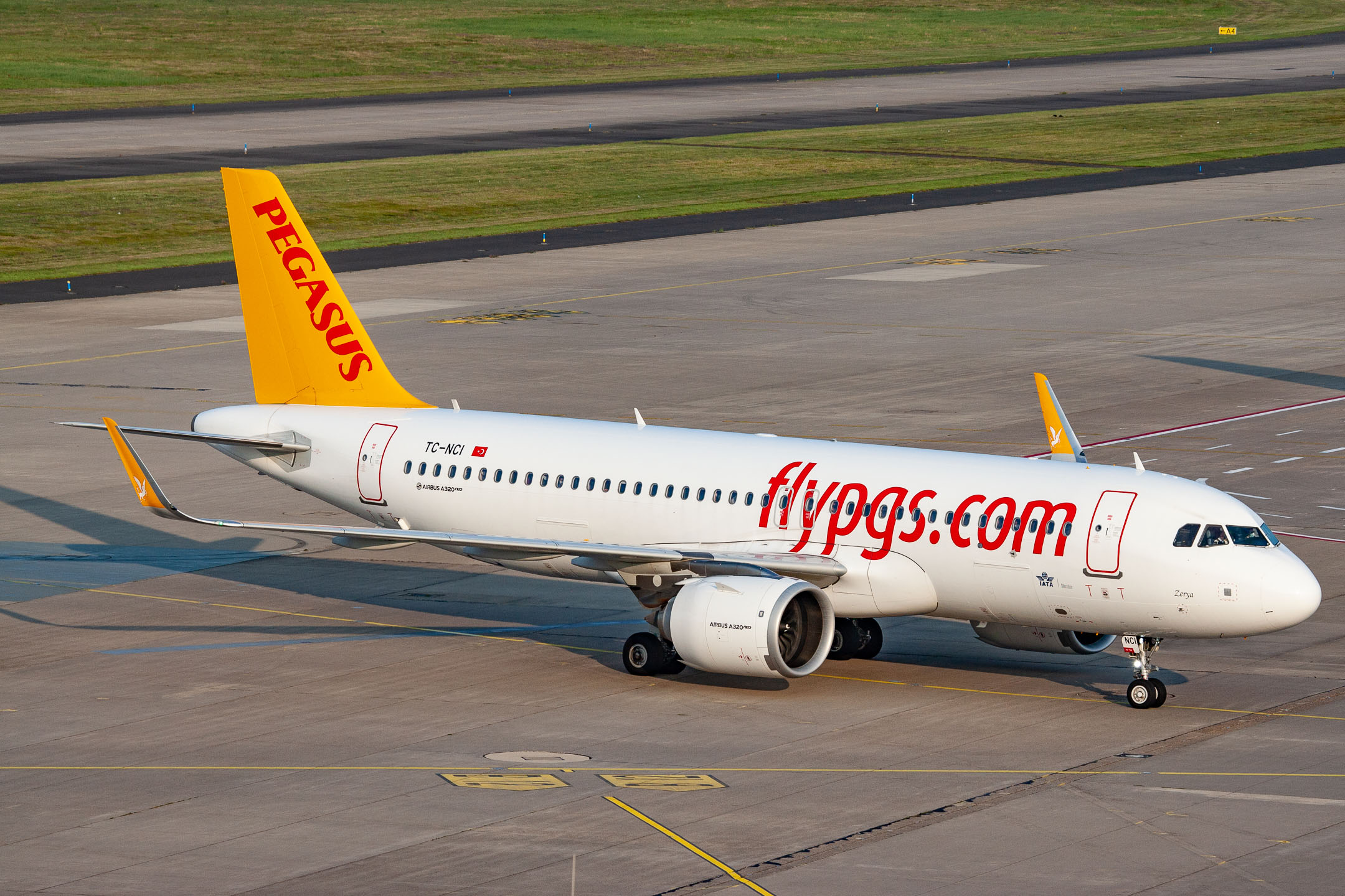 Pegasus Airlines Airbus A320neo taxiing at Köln Bonn Airport, July 2021