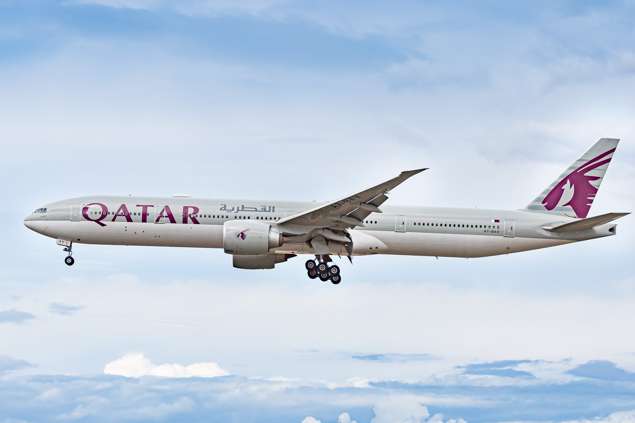 Qatar Boeing 777 (Registration "A7-BAV") at Frankfurt Airport / FRA