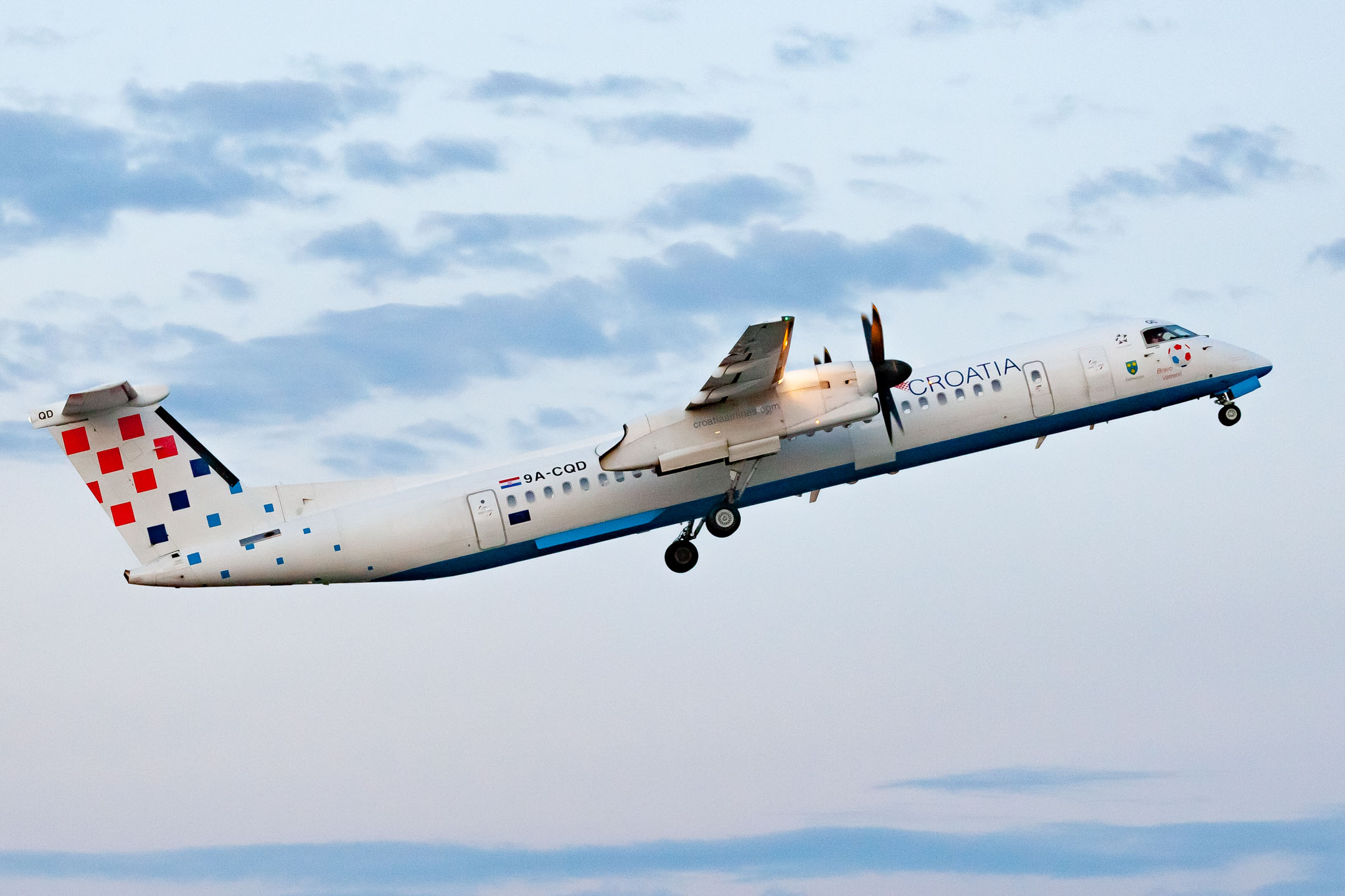 Croatia Airlines De Havilland Canada Dash 8-400 (Registration "9A-CQD") at Frankfurt Airport / FRA