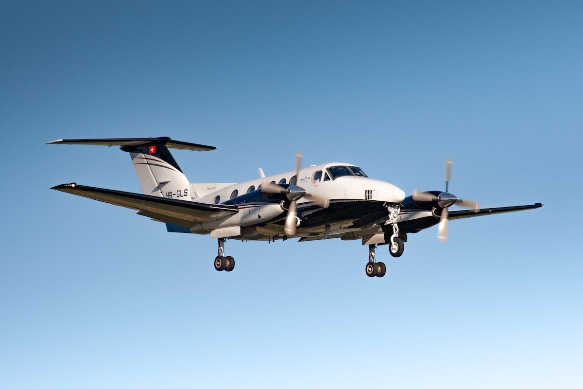 Private Beechcraft King Air (Registration "HB-GLS") at Stuttgart Airport / STR