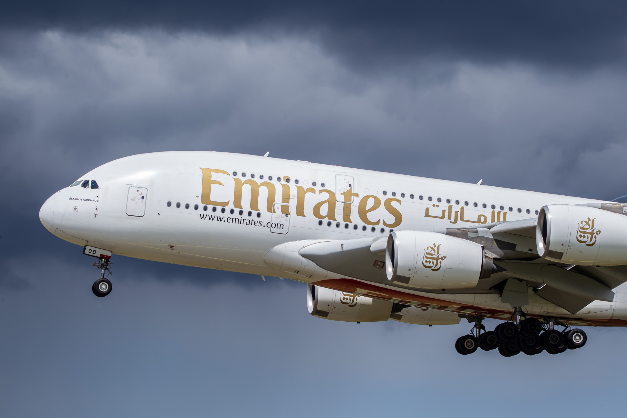 Emirates Airbus A380 (Registration "A6-EOD") at Düsseldorf Airport / DUS