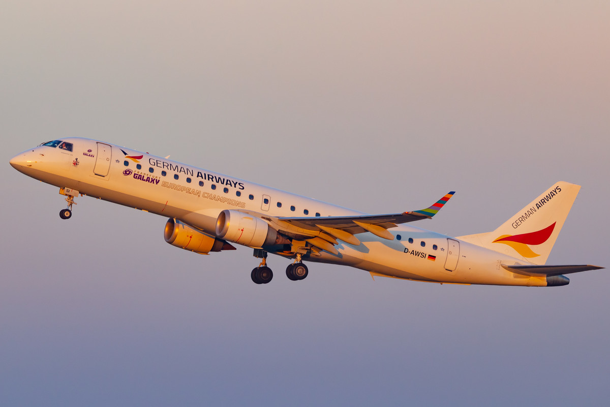 German Airways Embraer ERJ-190 (Registration "D-AWSI") at Köln Bonn Airport / CGN